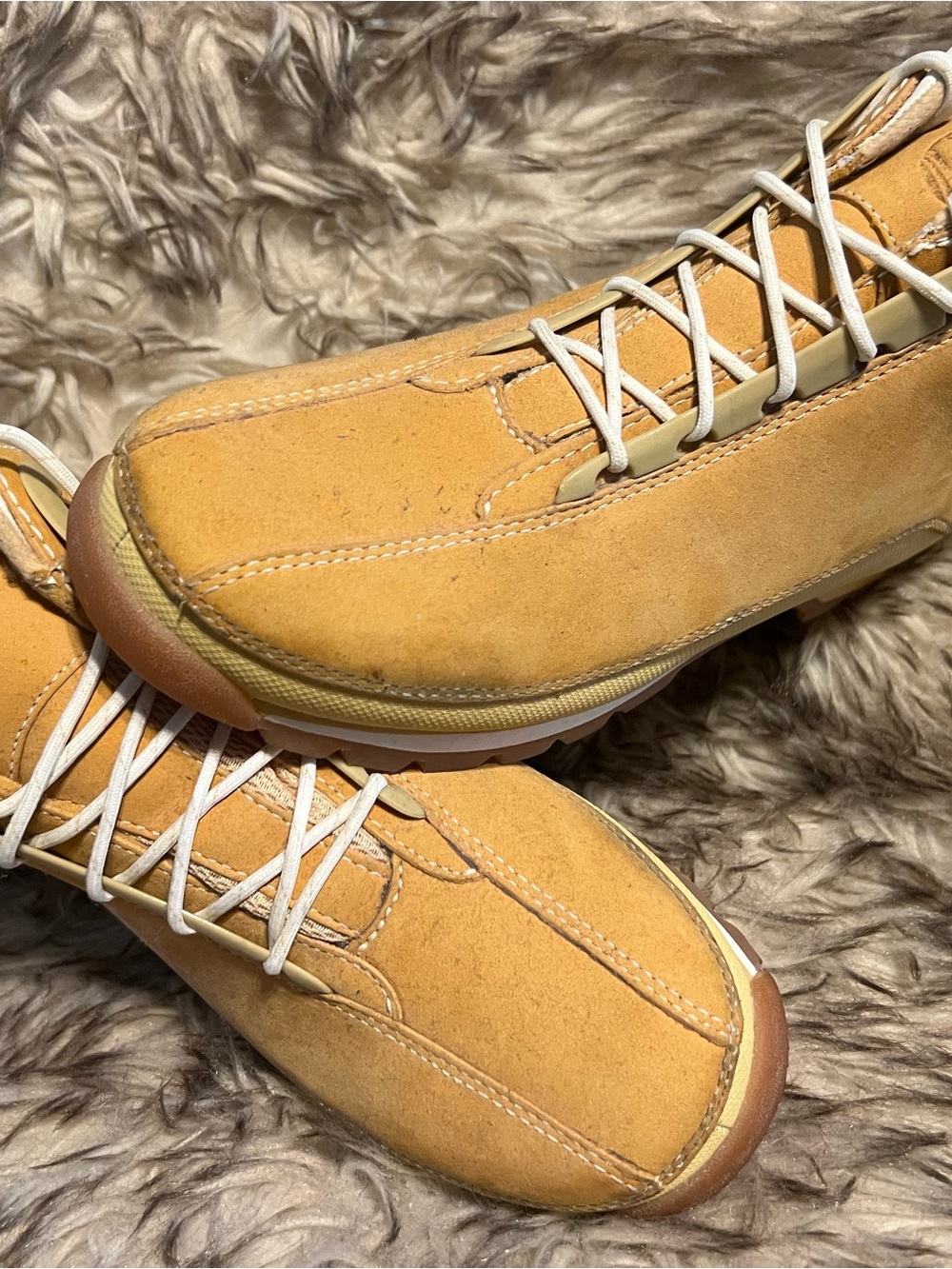 Timberland Men's Wheat Suede Ankle Boots with White Laces Sz 8.5 M